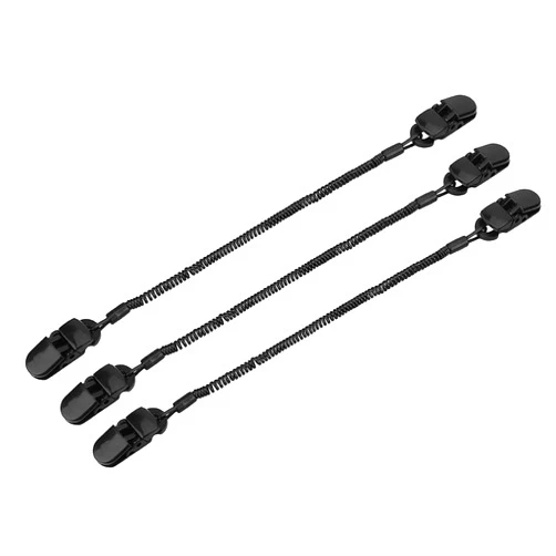 Dilwe 3pcs Hat Strap Clips, Black Retainer Fishing Apparel Keeper Holder and Coiled Cord for Golfing Fishing Boating Sailing Other Sports
