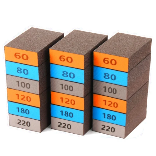 GOH DODD 18 Pieces Sanding Sponges, GOH DODD Coarse Medium Fine Assortment Washable and Reusable Sanding Blocks 60 80 100 120 180 220 Grits Ideal for Wood Metal Wall Polishing