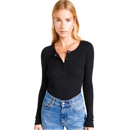 Splendid Women's Long Sleeve Thermal Henley Shirt