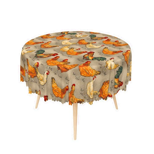 SIEDYCV Rooster Round Tablecloth 36 Inch Rooster Hen Farm Fabric Table Cloth Wrinkle Resistance Polyester Fresh Chicken Rustic Table Cover for Farmhouse Countryside Kitchen Party Decoration