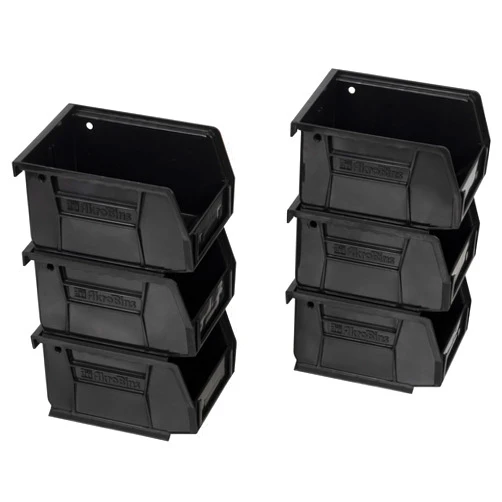 Akro-Mils 30210 AkroBins Plastic Hanging Stackable Storage Organizer Bin, 5-Inch x 4-Inch x 3-Inch, Black, 6-Pack