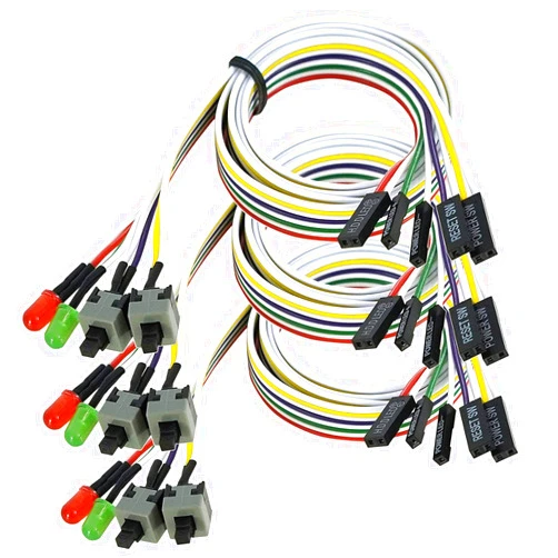 ThtRht 3 Pack Desktop Computer PC Case Power Supply On Off Reset Push Button Switch ATX Front Bezel Universal Replacement Wire Cable with HDD SW LED Power Light Indicator