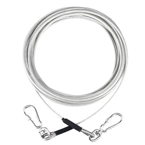 Tinnmao Extra Strong Dog Tie Out Cable, Tinnmao 15FT Heavy Duty Tie Out Cable for Dogs Up to 125 Lbs Anti Rust Chew Proof Dog Yard Leash Dog Lead for Outdoor Yard and Camping Dog Runner Cable for Yard