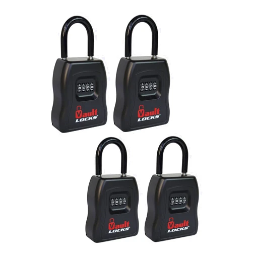 Vault Locks Large Hide A Key Outside Waterproof 4 Digit Numeric Combination Hanging Lock Box - 4-Pack