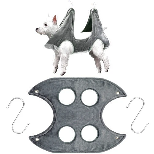 Shappy Dog Grooming Hammock Harness Pet Hammock Helper Towel Dog Hammock Restraint Bag Cat Grooming Sling Holder for Nail Trimming Clipping Bathing Washing(Gray, Middle)
