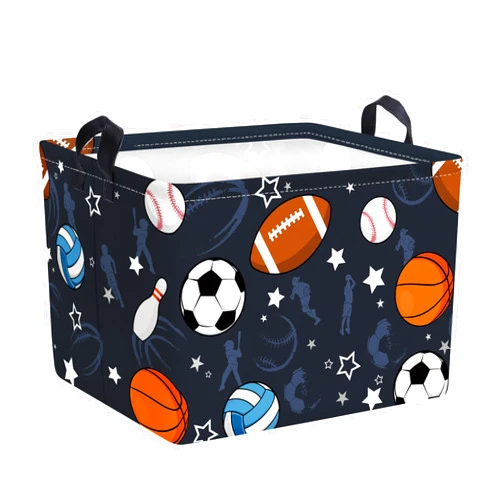 Clastyle Boy Room Sports Ball Toy Basket Soccer Basketball Baseball Clothes Storage Basket Rectangle Nursery Classroom Book Shelf Basket