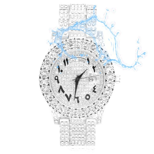 Halukakah Moissanite Gold Watch Diamonds Iced Out, Men's Roman Numerals 18k Real Gold/Platinum White Gold Plated Quartz Wristband 9.5