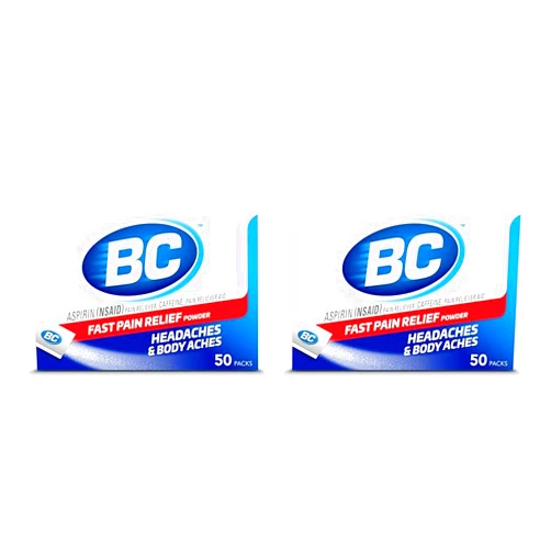 BC Powder Original Strength Pain Reliever, Aspirin Dissolve Packs, 50 Count (Pack of 2)