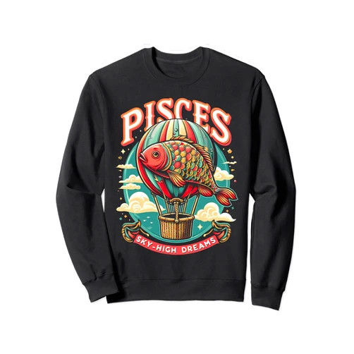 IQTEE Pisces SkyHigh Dreams Hot Air Balloon Zodiac Sweatshirt