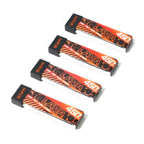 BETAFPV 4pcs LAVA 450mAh 1S 3.8V 75C LiHV FPV Lipo Battery with BT2.0 Connector for 1-2S FPV Tiny Whoop Drone Quadcopters Like Meteor75, Meteor75 Pro, Cetus Pro 1S Brushless Drones, Cetus X 2S Quad