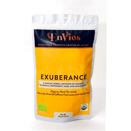 Envios Exuberance. Organic Herbal Tea infusion of Greek Mountain Tea/Sideritis Scardica, Peppermint, Sage, and Lemon Balm by EnVios 50 g/ 1.76 oz.