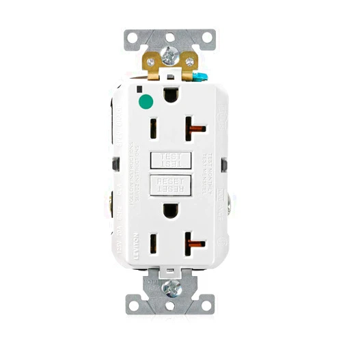 Leviton GFNT2-HGW 20A-125V Extra-Heavy Duty Hospital Grade Non-Tamper-Resistant Duplex Self-Test GFCI Receptacle, White, 20-Amp