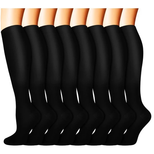 Sooverki Graduated Copper Compression Socks for Men & Women Circulation 8 Pairs 15-20mmHg - Best for Running Athletic Cycling