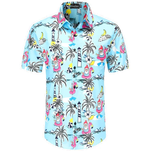 Nosirhoc Christmas Shirts for Men, Mens Christmas Shirt, Christmas Hawaiian Shirt for Men, Santa Shirt, Beach Shirts for Men