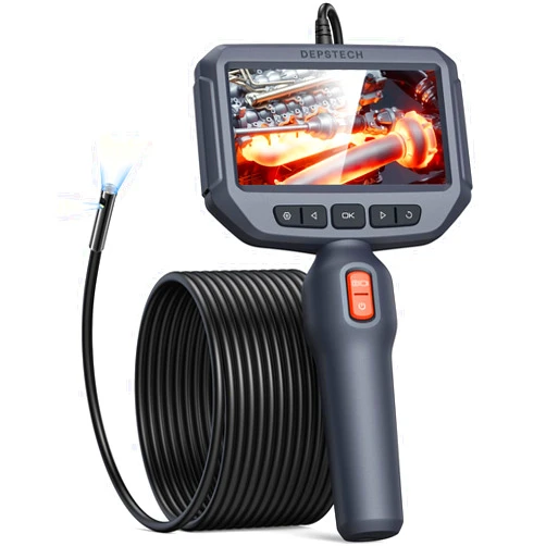DEPSTECH Borescope, Dual Lens Endoscope Camera with Light, 1080P HD Inspection Camera, 4.3'' IPS Screen, 16.5ft Flexible Sewer Camera, IP67 Waterproof Plumbing Snake Camera, 8mm Mechanic Scope Camera