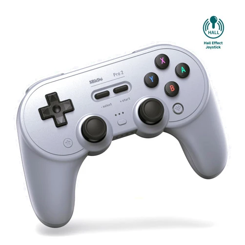 8Bitdo Pro 2 Bluetooth Controller for Switch, Hall Effect Joystick Update, Wireless Gaming Controller for Switch, PC, Android, and Steam Deck & Apple (Gray Edition)