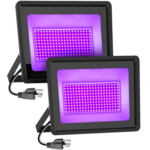 Tansir Black Lights Tansir 300W LED Flood Light with Plug(6ft Cable) for Halloween Party, Stage Lighting, Aquarium, Body Paint, Fluorescent Poster, Neon Glow in The Dark Night (2 Pack)