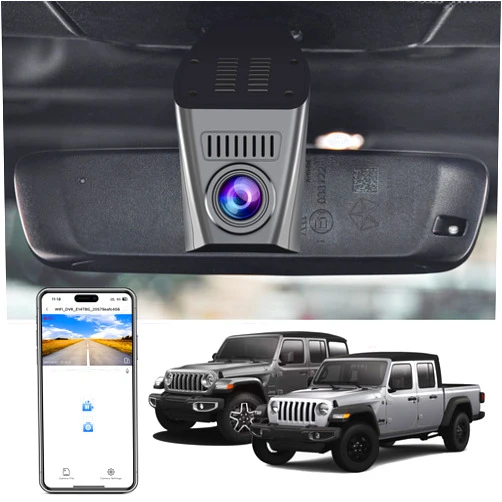 Mangoal 4K Dash Cam Custom Fit for Jeep Gladiator JT 2018 2019 2020 2021 2022 2023 2024 Mojave Overland & Wrangler JL 2018-2024 etc,Integrated OEM Look, UHD 2160P, App & WiFi,64GB Card