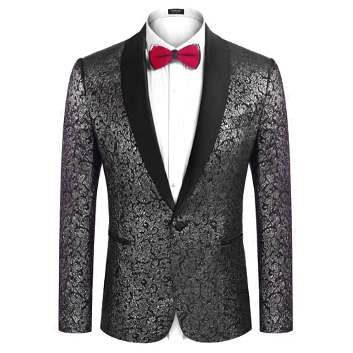 COOFANDY Men's Floral Tuxedo Jacket Jacquard Suit Jacket Slim Fit Blazer for Wedding, Prom, Dinner