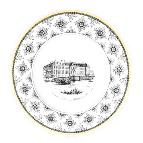 Villeroy & Boch Audun Maison Dinner Plate, Premium Porcelain, Made in Germany, 10.5 x .75 in, White/Gray/Yellow