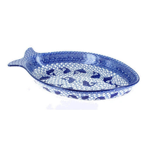 Blue Rose Pottery Blue Rose Polish Pottery Mosaic Beach Large Fish Dish