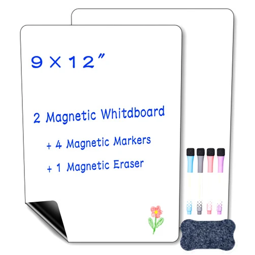ZPXTI 2PCS Magnetic Dry Erase Whiteboard for Fridge,Magnetic Dry Erase Board Sheet with 4 Dry Erase Marker and 1 Eraser, Magnetic Whiteboard for Fridge, Magnetic Dry Erase Board(12