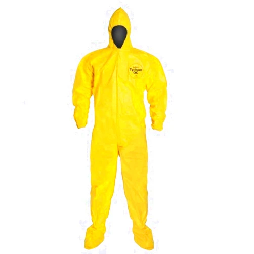 DuPont Tychem 2000 QC122S Disposable Chemical Resistant Coverall with Hood, Elastic Cuff and Serged Seams, Yellow, 6XL (Retail Pack of 1)