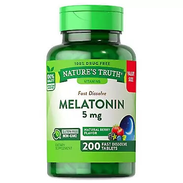 Nature's Truth Melatonin 5mg | 200 Fast Dissolve Tablets | 100% Drug Free Supplement | Non-GMO & Gluten Free | Natural Berry Flavor