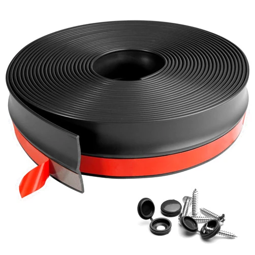 FCSOTSPS Garage Door Seal Top and Sides, 36Feet Universal Black Garage Door Weather Stripping Replacement, Adhesive Backed Rubber Garage Door Trim Seal Strip