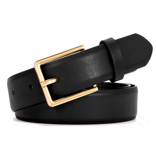 VONMELLI Women's Belt for Jean Dress, Leather Belt for Women Fashion Ladies Belt with Rectangle Gold/Sliver Buckle