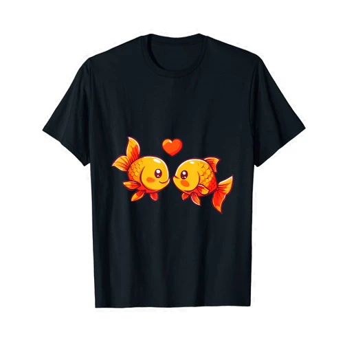 Animal And Love Inc Cute Goldfish Animal Love Couple Heart Kawaii T-Shirt