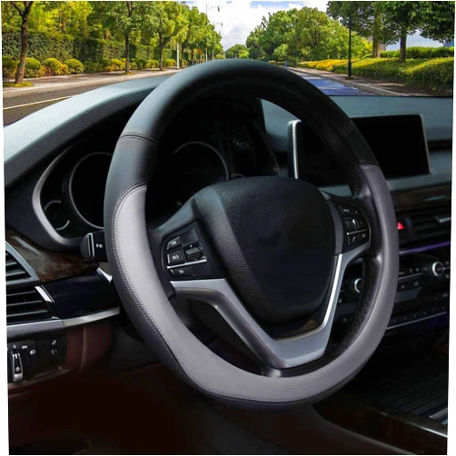 Valleycomfy Microfiber Leather Steering Wheel Cover Large-Size for F150 F250 F350 Ram 4Runner Tacoma Tundra Range Rover Model S X with 15 1/2 inches-16 inches Outer Diameter-Gray