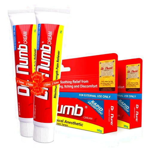 Dr. Numb 5% Lidocaine Numbing Cream - Maximum Strength Tattoo Numbing Cream - Nonprescription Topical Anesthetic Pain Relief Cream for Tattooing, Piercing, Microneedling, Hemorrhoid - 30g (2)