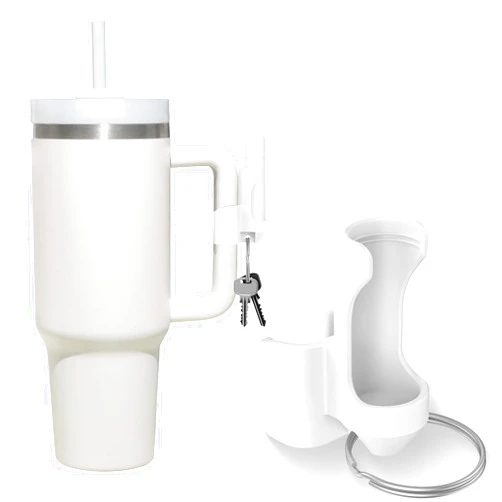 K TOMOTO Chapstick Keychain Holder - 2 in 1 Holder, Lip Balm Attachment for Stanley 40oz Tumbler Cup, white