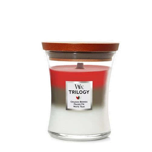 WoodWick Medium Hourglass Candle, Winter Garland - Premium Soy Blend Wax, Pluswick Innovation Wood Wick, Made in USA | Holiday Gifts for All
