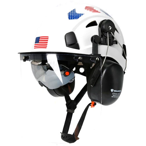 Aolamegs Safe Chainsaw Helmet with Face Shield and Ear Muffs and Inner Visor Kit -OSHA Approved Arborist Helmet,Vented Forestry Safety Logging Helmet Full Face Shield and Hearing and Eye Protector