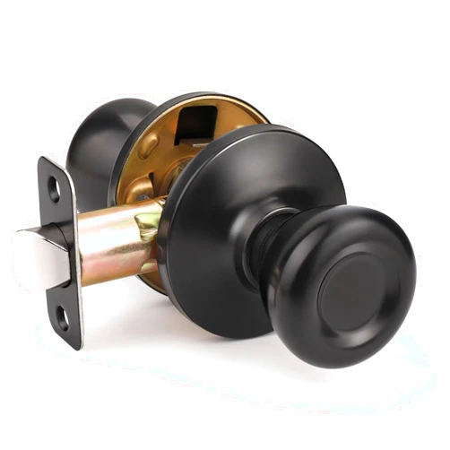 Brotima 1 Pack No Lock Passage Matte Black Door Knob, Tulip Style Knobs Without Locking for Interior/Exterior Use, Reversible for Right/Left Handed Door