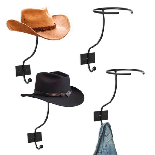QUUREN Cowboy Hat Rack for Wall 4 Pack Rustic Metal Cowboy Hat Holder Cast Iron Cowboy Hat Hanger Western Horseshoe Hooks for Storage and Display at Closet Bedroom Living Room for Hats Coats Keys