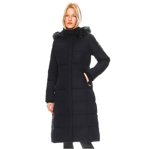 Orolay Women's Quilted Down Jacket Winter Long Coat Hooded Stand Collar Parka