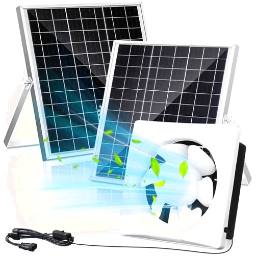 Tujoe Solar Fan for Greenhouse Kit 2 Pcs 10W Solar Panel Exhaust Fan Waterproof Solar Barn Fan Solar 9 High Speed Fan for Intake or Exhaust Air for Attic, Shed, Chicken Coop, Dog House