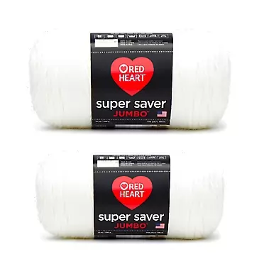 Red Heart Super Saver Jumbo Yarn, 2 Pack, Soft White 2 Count Soft White 2 Pack