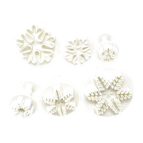 Honbay 6PCS Plastic Snowflake Fondant Cookie Cake Plunger Cutters Molds Embossing Tools for Baking