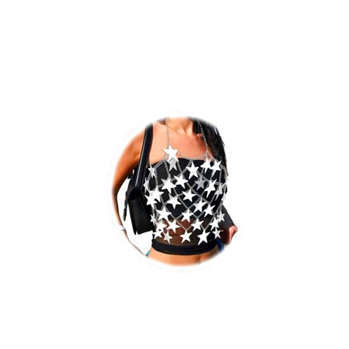 Eyraevor Star Sequins Chest Chains Bikini Bra Top Festival Rave Party Outfit Stars SequinTop Body Chain Jewerly for Women
