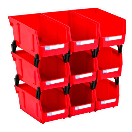 AERCANA Small parts organizer Wall Mounted Hanging Bins Parts Storage Organizer Garage Storage Bins for Bolts, tools,other small parts (Red,pack of 9)