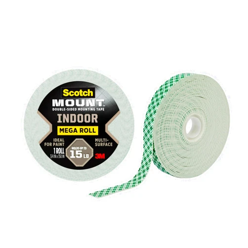 Scotch-Mount Indoor Double-Sided Mounting White Tape Mega Roll, 3/4 in x 350 in (29.1 ft), Features 3M Industrial Strength Adhesive, No Mess or Tools (110H-Long-DC)