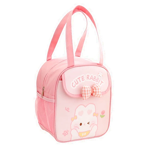 POYIPI Kawaii Lunch Bag with Bow Lunch Box Cute Lunchbox Bunny Lunch Box Animal Lunch Bag Reusable Tote Bag for Picnic Work Travel