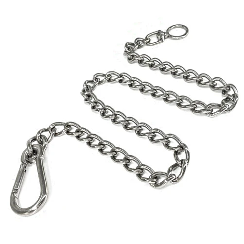 HONGSAGE Dog Chain Leash, 304 Stainless Steel Dog Short Lead Metal Heavy Duty Chain DIY Double Dog Leashes Self-Assembly Leashes Extension&Coupler. (304 S/S 32in x 4mm)