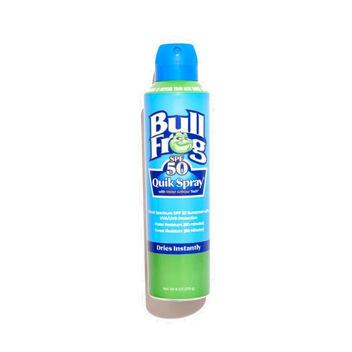 Bullfrog Quik Spray Sunscreen SPF 50 | Oxybenzone & Octinoxate Free | Broad Spectrum Moisturizing UVA/UVB, 6oz
