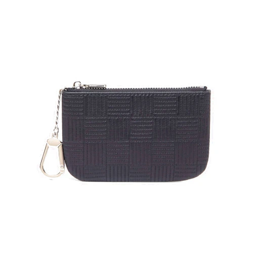 Daisy Rose Luxury Key Chain pouch | PU Vegan Leather coin purse with clasp Black Check