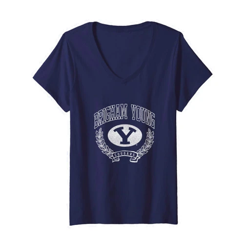 Elite Authentics Womens BYU Cougars Victory Vintage Navy V-Neck T-Shirt